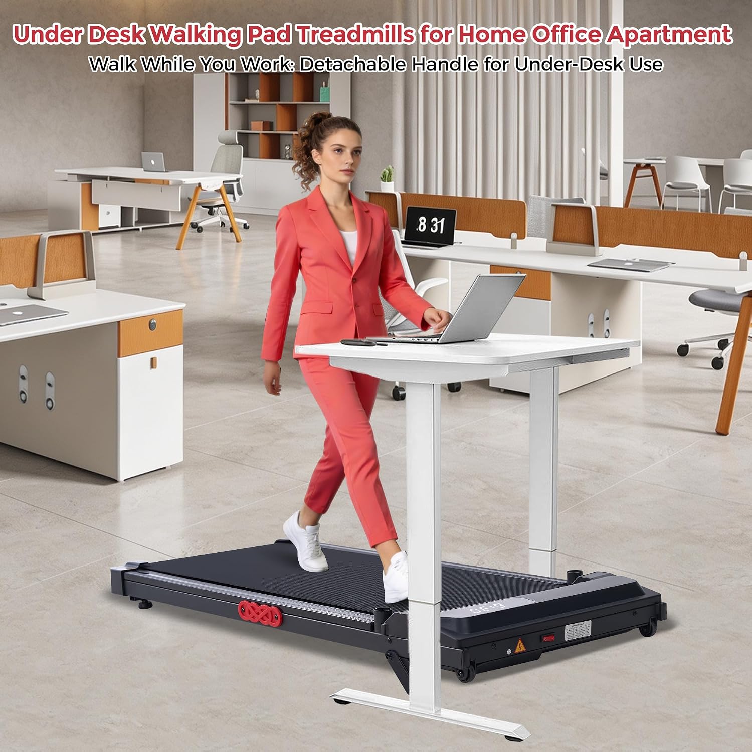 MCRG Walking Pad with Incline, Portable Treadmill with Handle Bar for Home, 3.0HP Electric Home Walking pad Treadmill, 0.6-7.6MPH Mini Under Desk Treadmills for Exercising with Handles Incline, 350LBS - Image 8