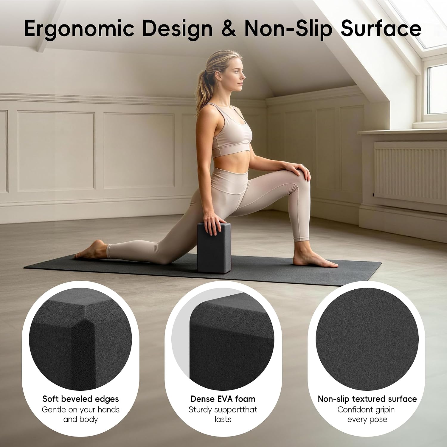High Density EVA Yoga Blocks 2 Pack, 280g Pro-Level Exercise Brick (46-50 Shore C Firmness), Odor-Free & Non-Slip Foam Props for Yoga, Pilates & Stretching - Image 7