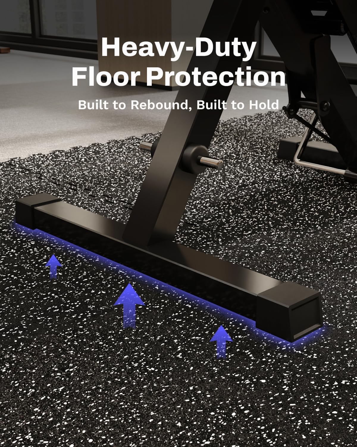 AIRHOP 0.56in Thick 48 Sq Ft Exercise Equipment Mats, 12 Tiles Upgraded Rubber Top with High Density EVA Foam, Large Interlocking Puzzle Gym Flooring for Home Gym, Heavy Weight Workout, 24 x 24in - Image 5
