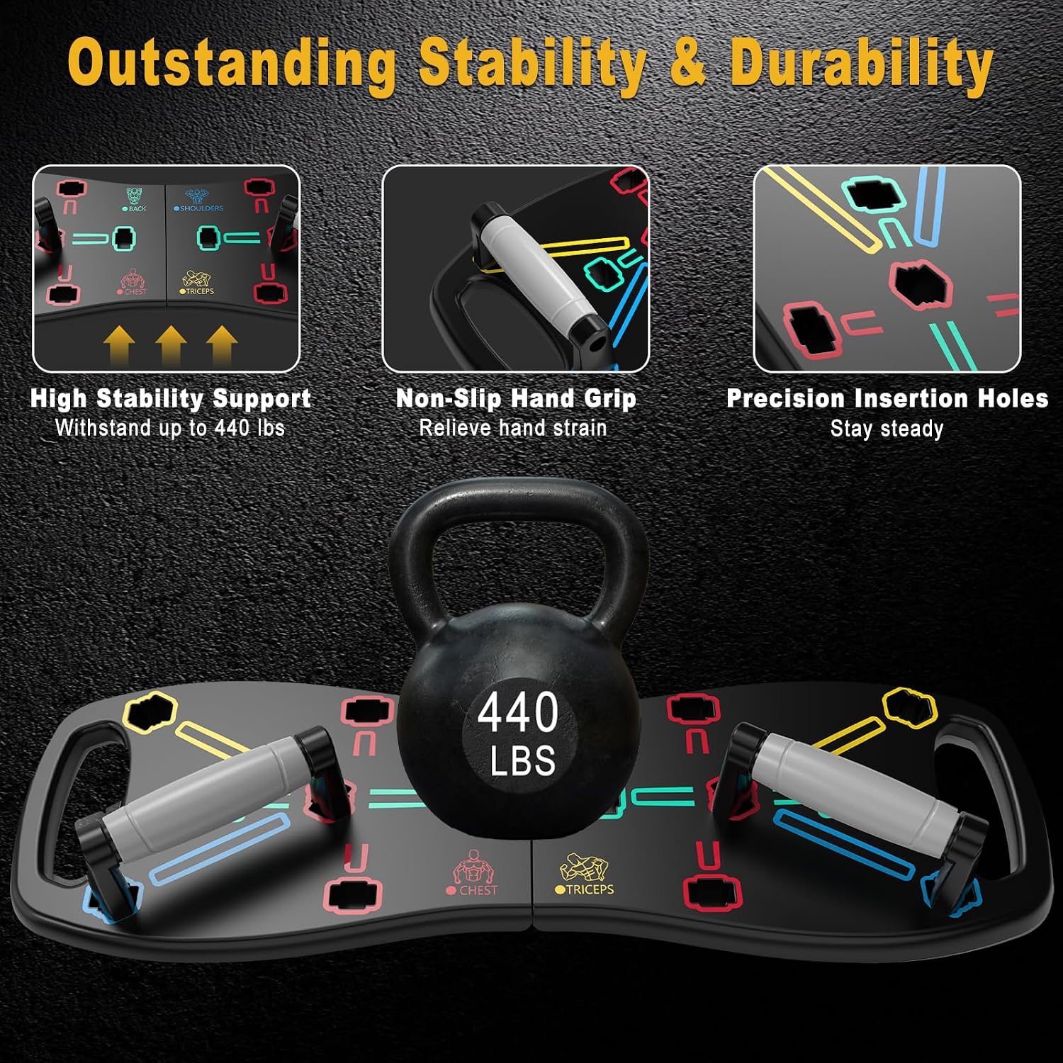 HOTWAVE Push Up Board, Portable Pushup Board for Men, Foldable Push Up Bar - Image 3
