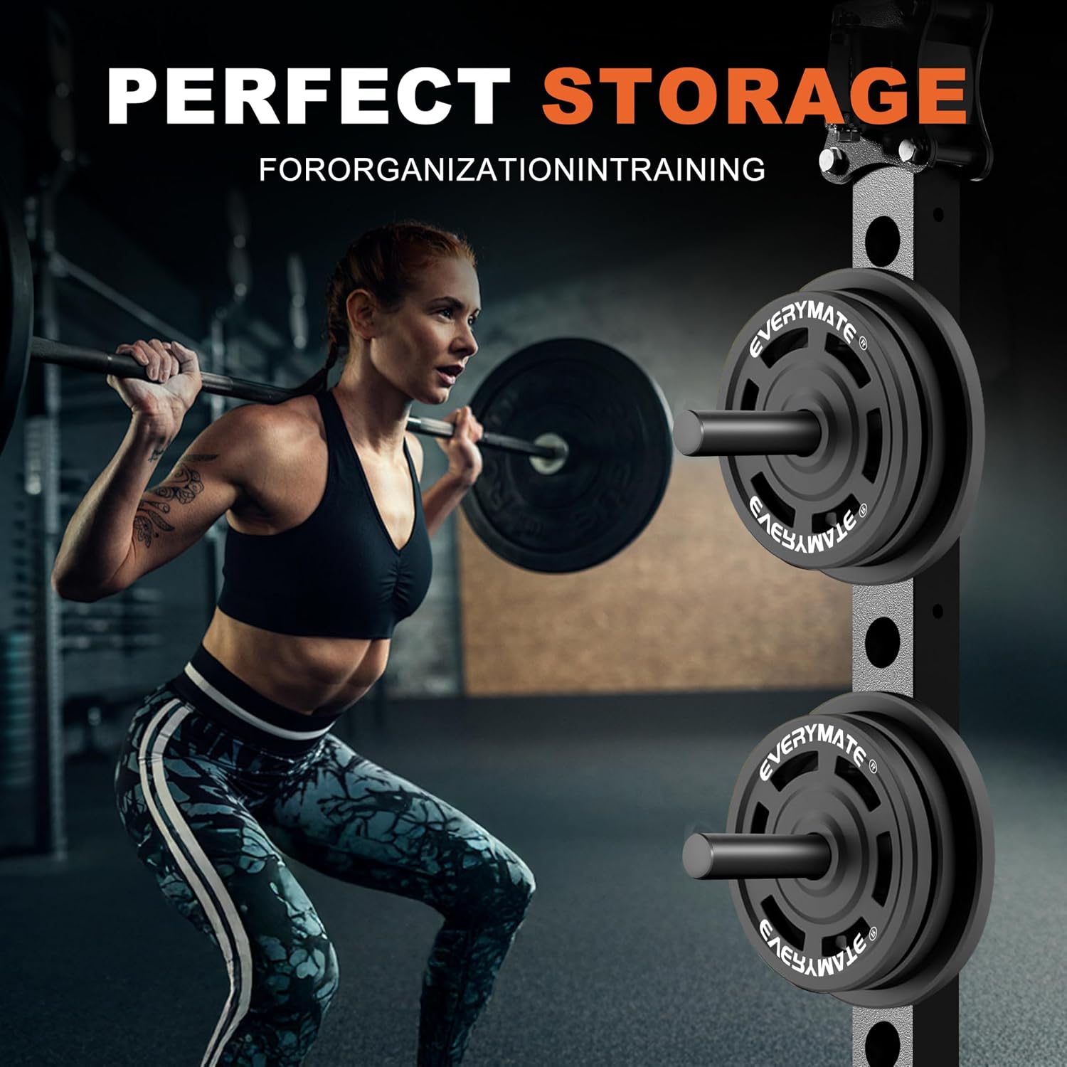 EVERYMATE Weight Plate Holder Power Rack Attachment 2 Inch Olympic Plate Storage Power Squat Rack Holder Weight Plates for 2x2 3x3 2x3 Power Cage Accessories Weight Plate Rack - Image 4