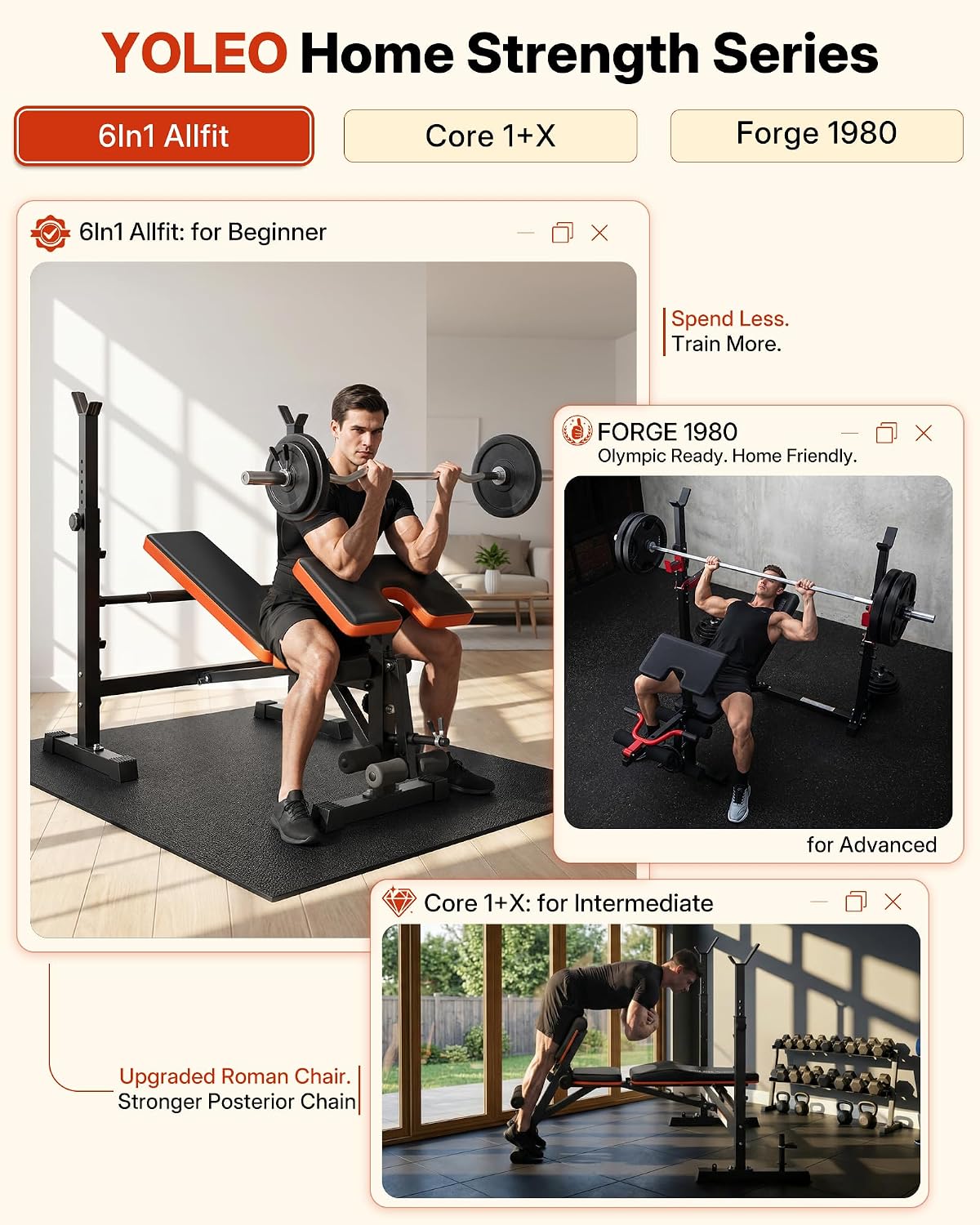 YOLEO 880-1980LBS ASTM-Certified All in One Weight Bench Set Home Strength - Image 9