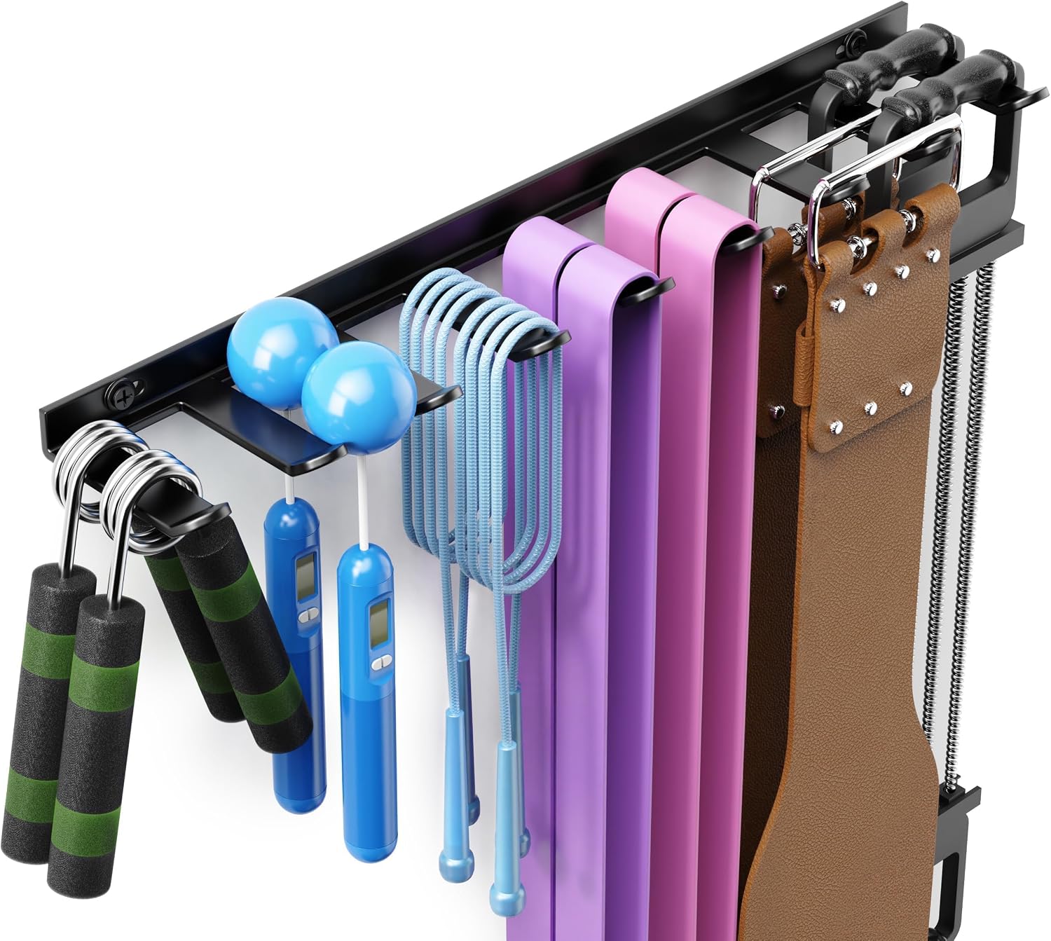 niffgaff Home Gym Storage Rack Organizer - Multi-Purpose Black Fitness Equipment Rack for Bands, Lifting Belts, Accessories - Image 2