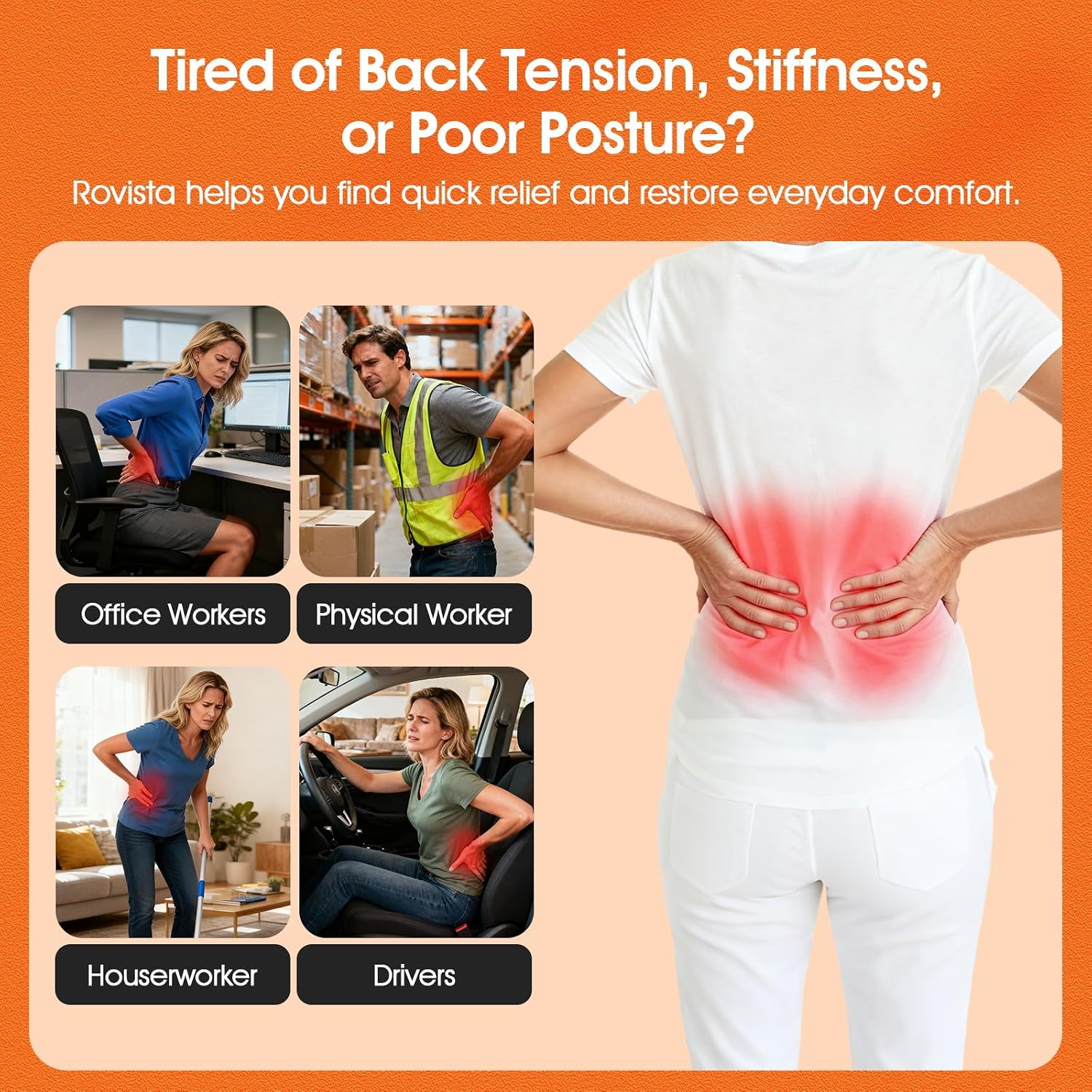 Premium Back Stretcher for Lower Back Pain Relief – 4-Level Adjustable Lumbar Support Board with Soft EVA Massage Strip – Durable & Portable Back Cracker to Release Tension and Reset Your Day (Black) - Image 2
