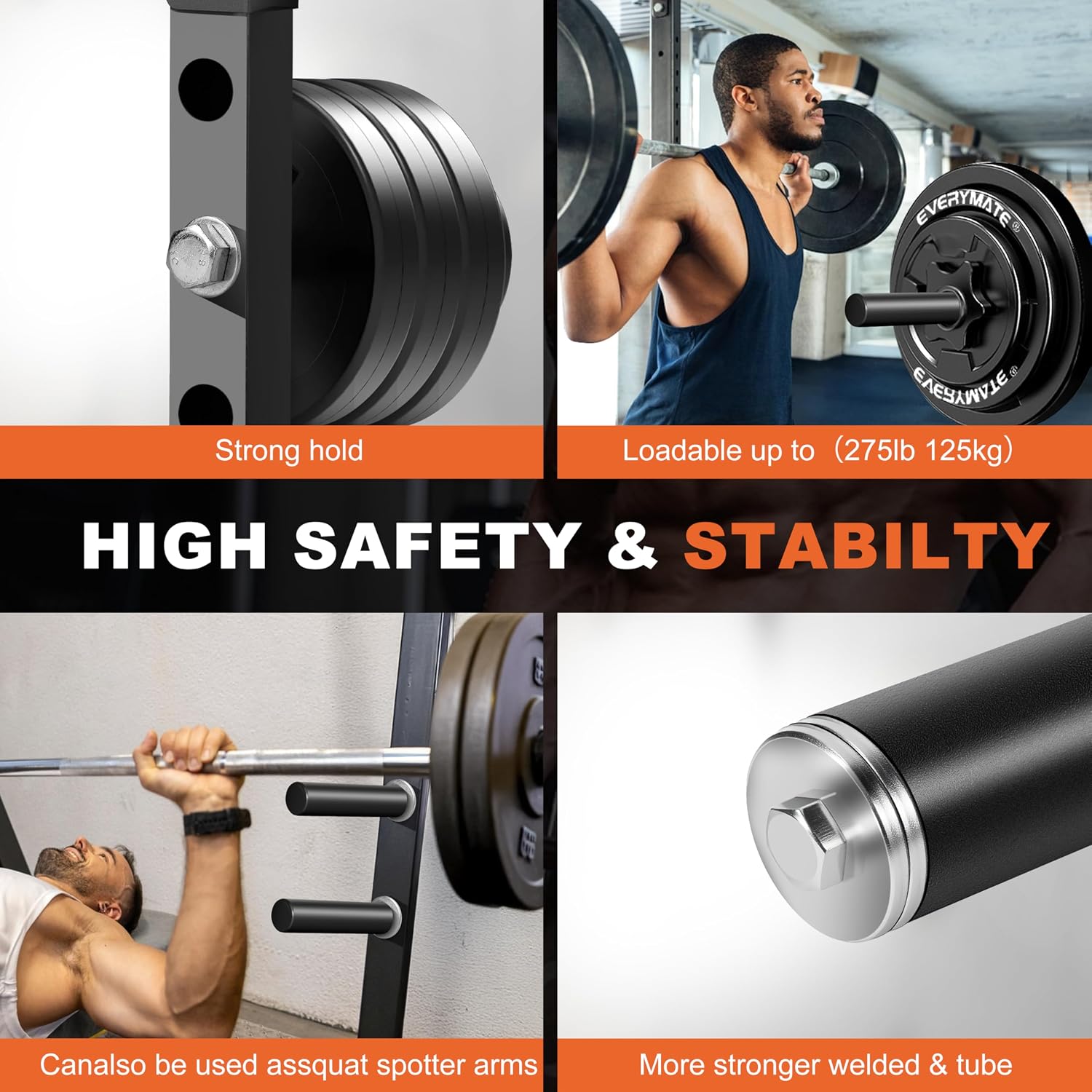 EVERYMATE Weight Plate Holder Power Rack Attachment 2 Inch Olympic Plate Storage Power Squat Rack Holder Weight Plates for 2x2 3x3 2x3 Power Cage Accessories Weight Plate Rack - Image 5