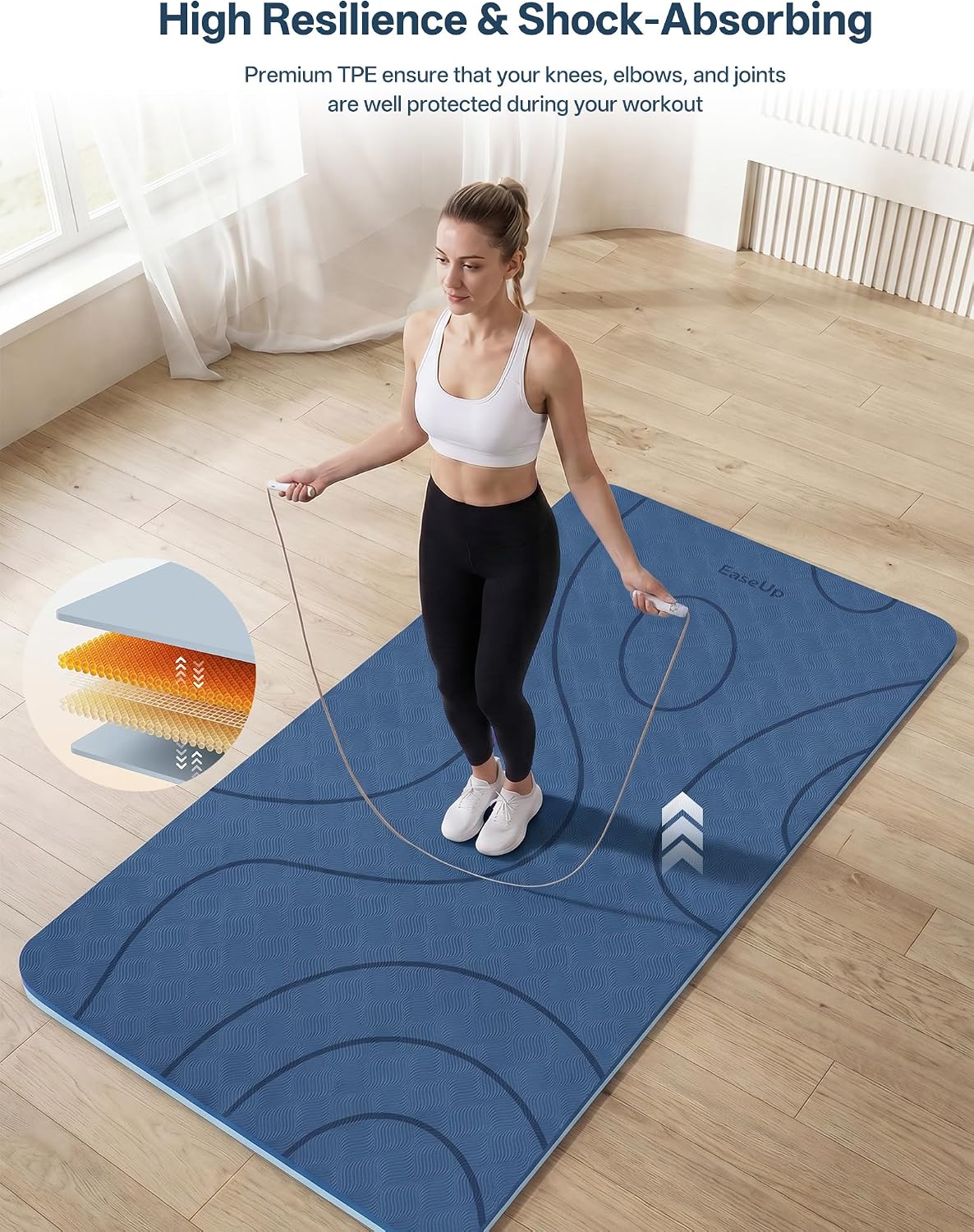EaseUp Large Yoga Mat 73x35.5x0.4",10mm Thick Non-Slip for Home Workout - Image 3
