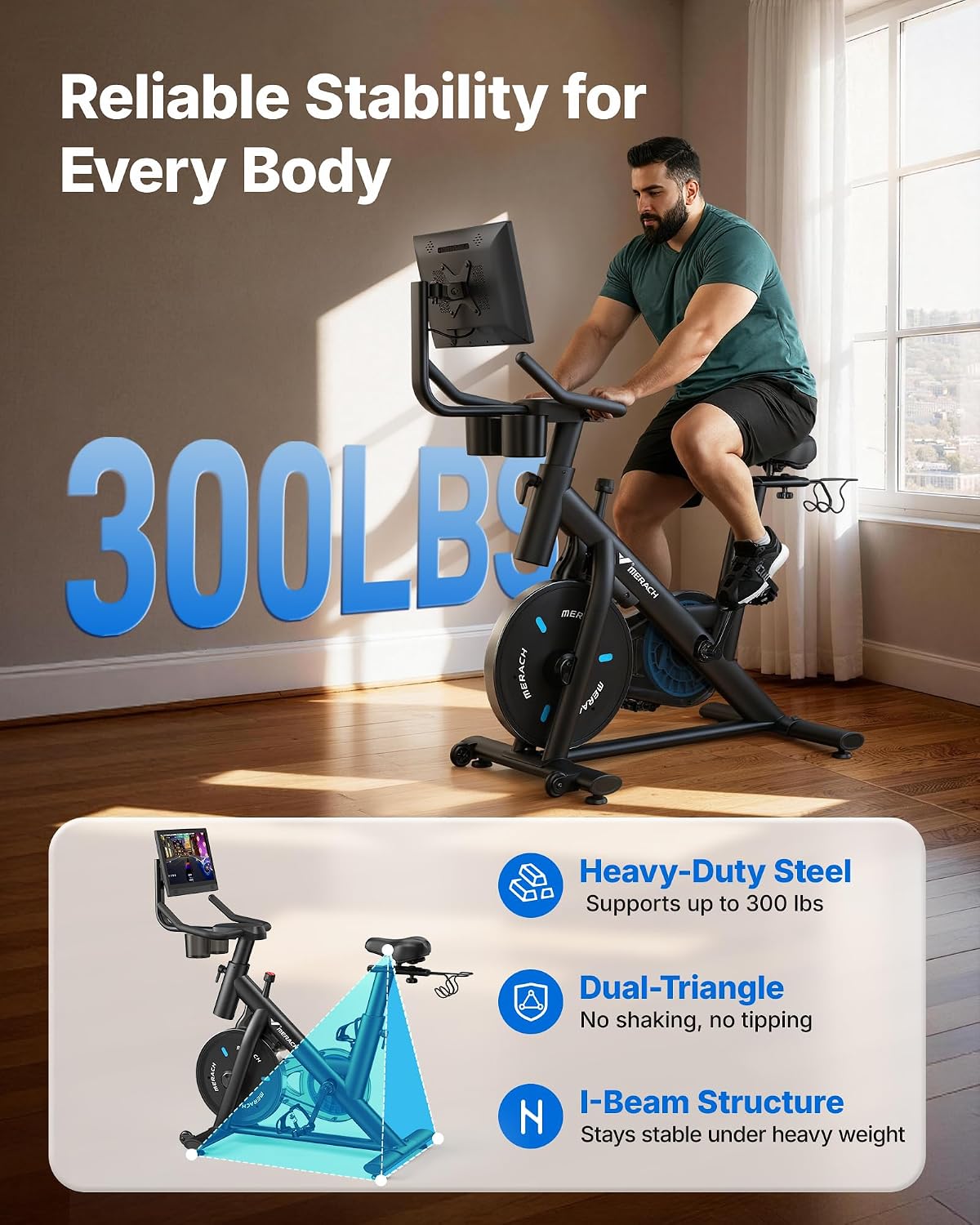 MERACH Exercise Bike, Magnetic Friction Stationary Bike for Home with APP - Image 4