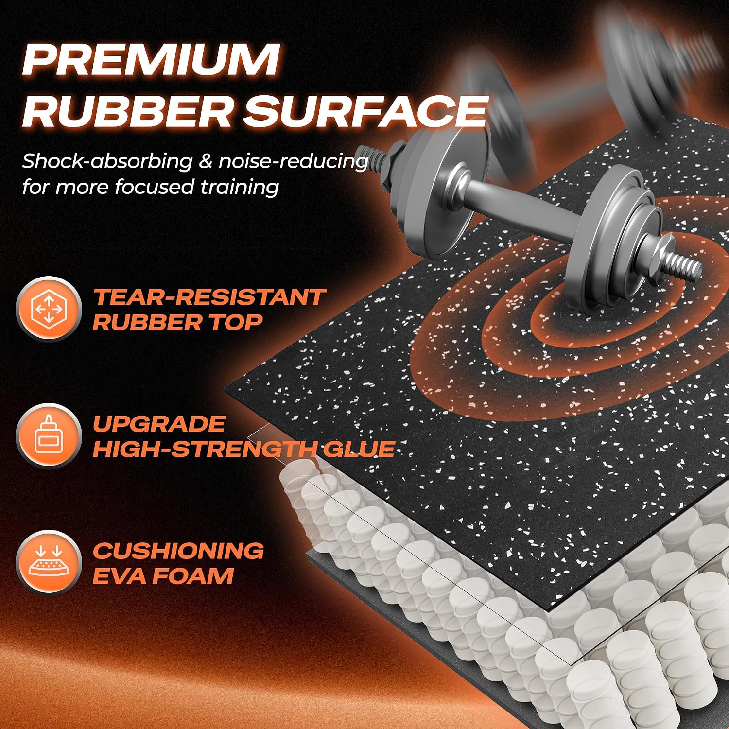 SUPERJARE 0.56'' Thick 48 Sq Ft Rubber Top Gym Flooring for Home Gym - Image 5