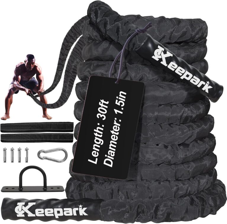 Battle Ropes for Home Gym Exercise: 1.5 Inch Diameter 30FT Length Workout Exercise Rope Training Ropes with Protective Sleeve, Heavy Battle Rope for Workout Exercise Fitness & Strength Training