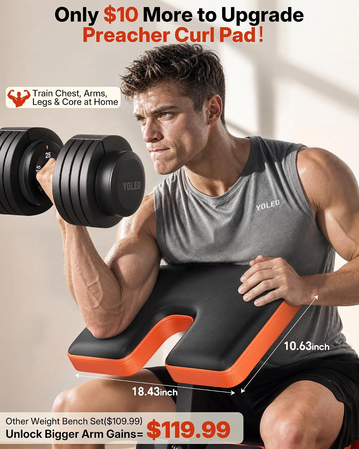 YOLEO 880-1980LBS ASTM-Certified All in One Weight Bench Set Home Strength - Image 6