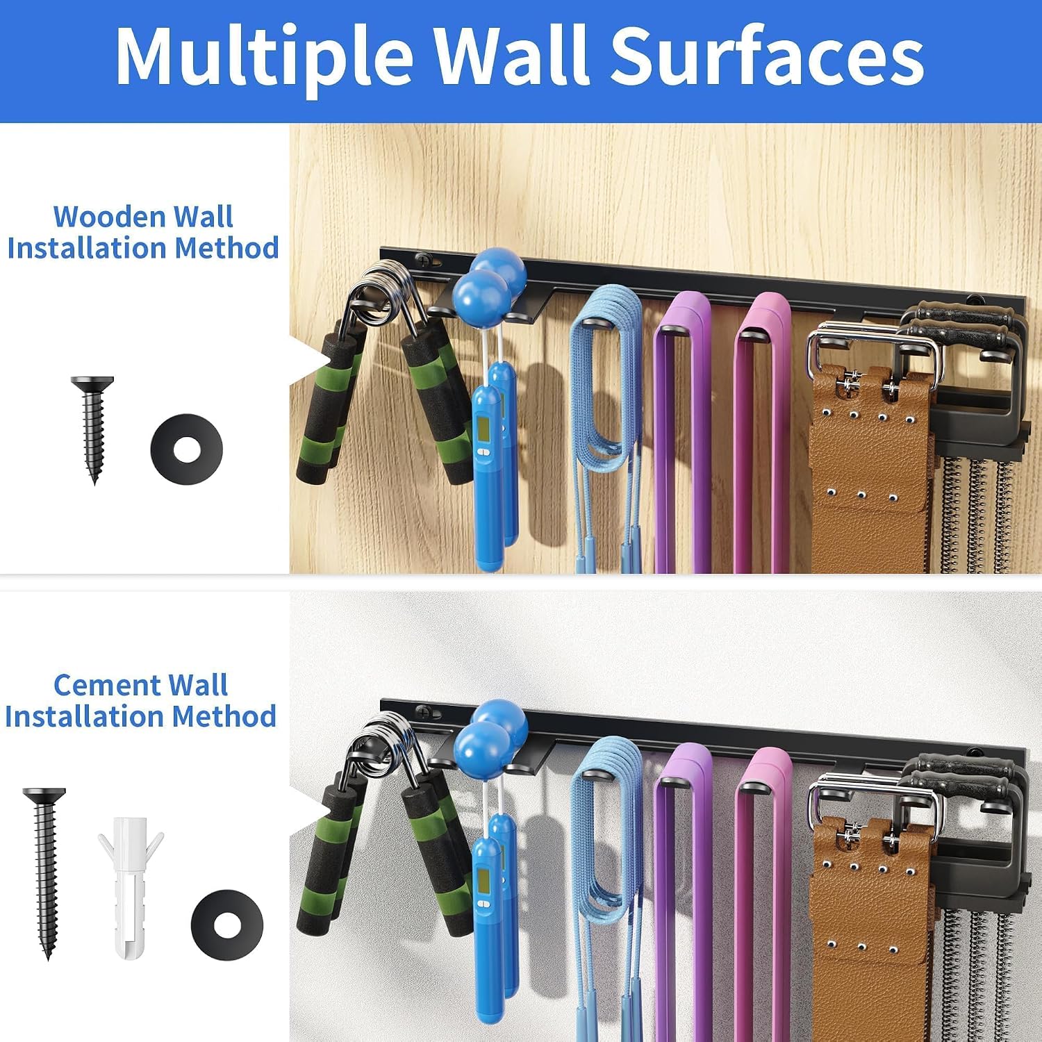 niffgaff Home Gym Storage Rack Organizer - Multi-Purpose Black Fitness Equipment Rack for Bands, Lifting Belts, Accessories - Image 7