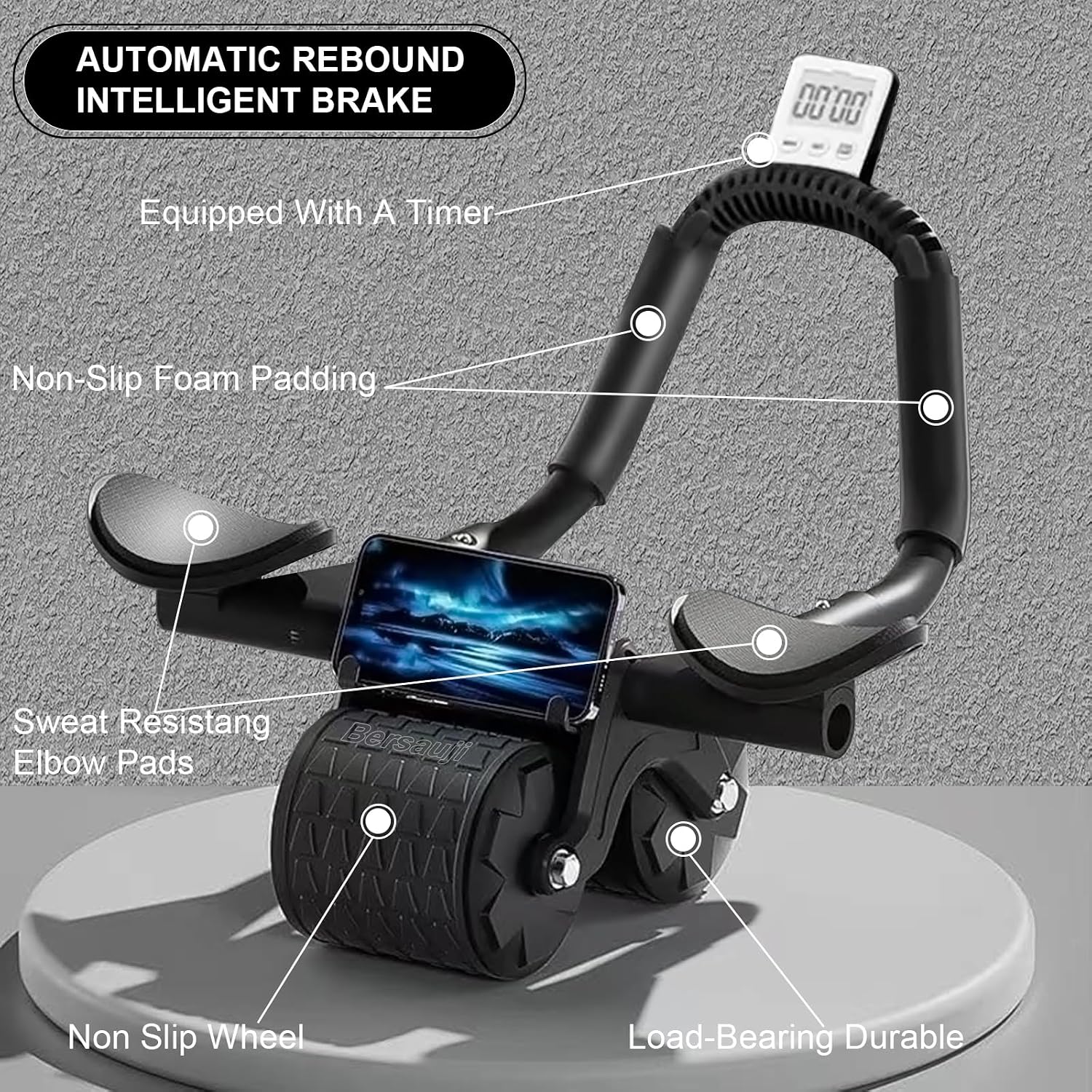 Ab Roller Wheel with Elbow Support, Auto Rebound Abdominal Muscle Trainer - Image 4