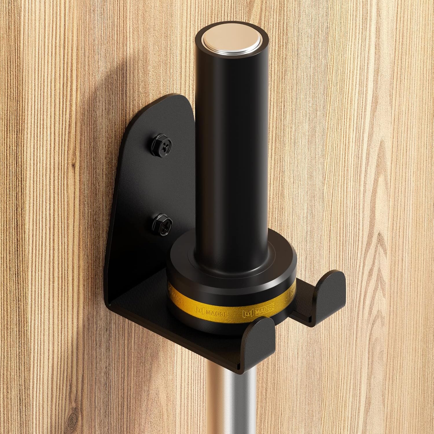 JNIHEEP Olympic Barbell Hanger,Garage Gym Bar Wall Rack,Vertical Barbell Mount Rack,Black Powder Coated,Space Saving Commercial or Home Gym Accessory,Holds Under 33mm Bar Size - Image 2