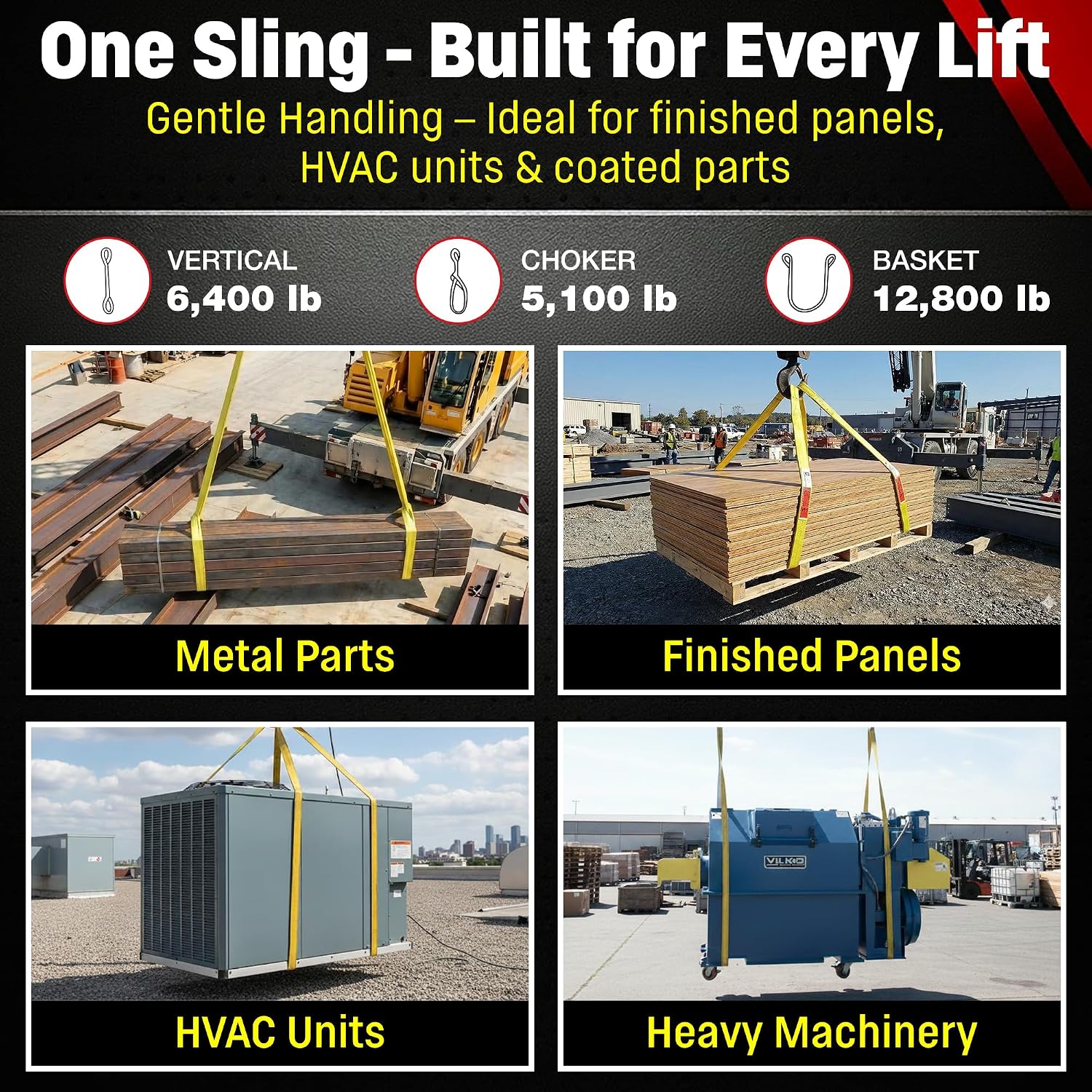 DD Sling (USA Made). 2" wide X (4' to 20' lengths) in Listing! 2 Ply Twisted Eye, Nylon Lifting Slings, Eye & Eye, Heavy Duty (900 webbing), 6,400 lbs Vertical, 5,100 Choker, 12,800 Basket Load Capacity (2inX6ft) - Image 5