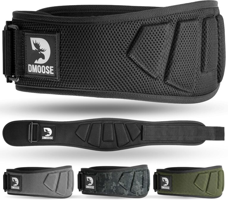 DMoose Fitness Weight Lifting Belt for Squats, Deadlift & Intense Workout - 6" Adjustable Fit Auto Lock Weightlifting Belt for Men & Women - Neoprene Gym Belts for Stability & Lumbar Back Support