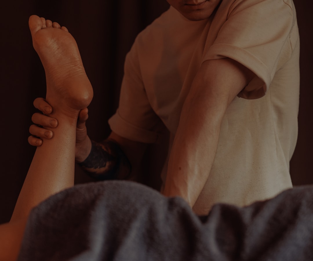 Someone receives a leg massage