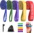 Exercise Bands，Set of 6 Resistance Bands for Working Out,Pull Up Bands Set,at Home Workout Equipment,Instruction Guide and Carry Bag Included (5set（Blue+Green+Purple+Yellow+red+Finger Exercisers）)
